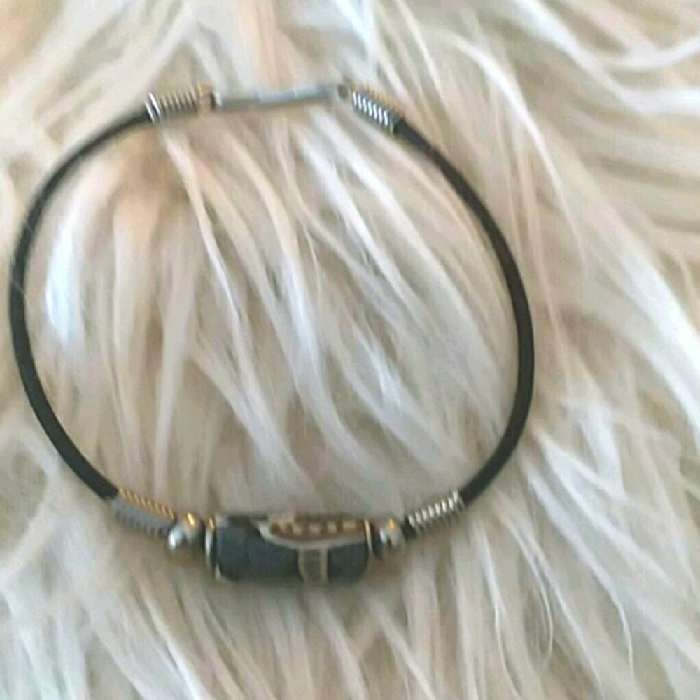 painted stone leather bracelet